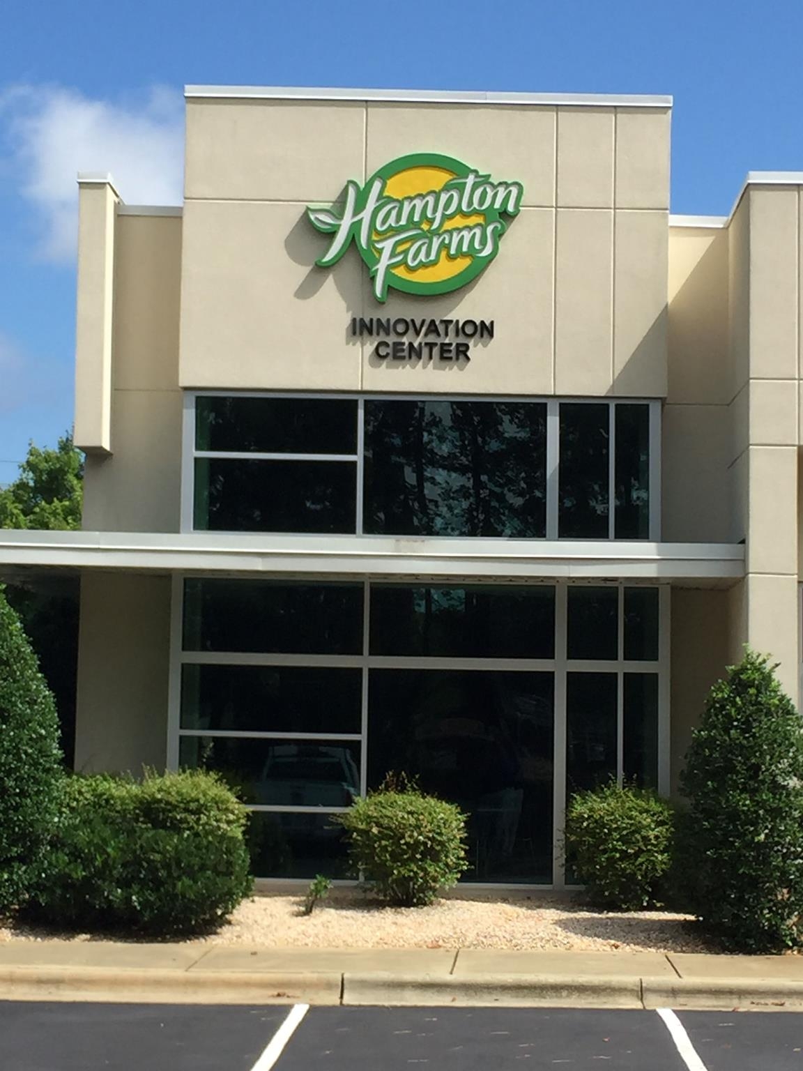 Hampton Farms Logo on Building