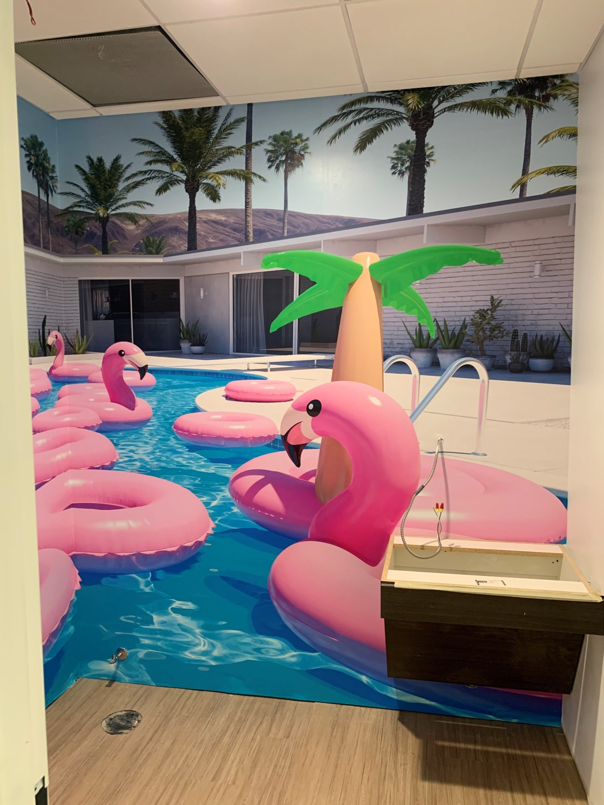 Flamingo Pool Graphic for Bathroom