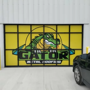 Exterior Window Graphics For Gator Metal Roofing Installed By Elite Custom Signs